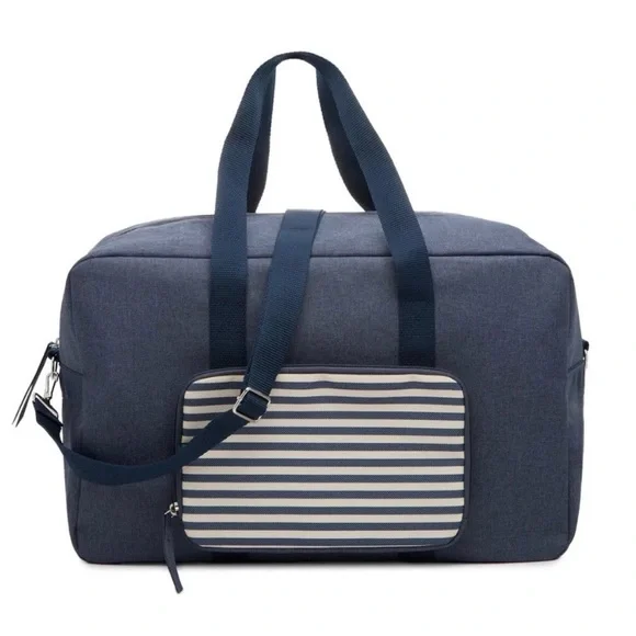 Navy Blue Striped Weekender Bag - Picture 1 of 9